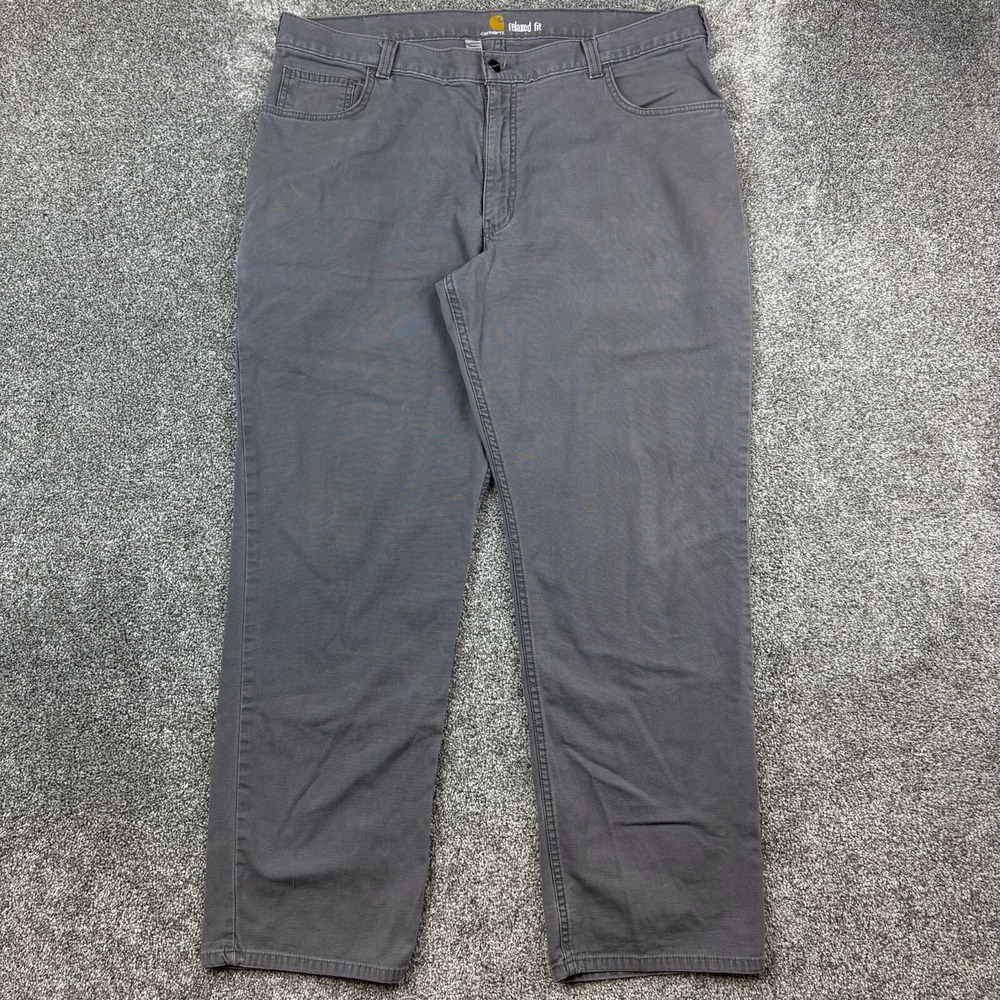 Vintage Y2K Carhartt Carpenter Pants Mens 40x32 Gray Canvas Rugged Heavy Rigby